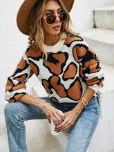 Load image into Gallery viewer, Printed Round Neck Long Sleeve Sweater