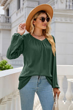 Load image into Gallery viewer, V-Neck Raglan Sleeve Ruched Detail Top