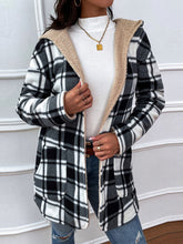 Load image into Gallery viewer, Plaid Hooded Longline Coat