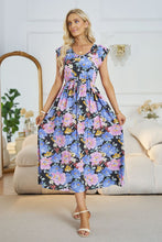 Load image into Gallery viewer, Floral V-Neck A-Line Midi Dress