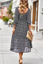 Load image into Gallery viewer, Leopard Square Neck Flounce Sleeve Midi Dress