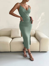 Load image into Gallery viewer, Spaghetti Strap Surplice Neck Slit Dress