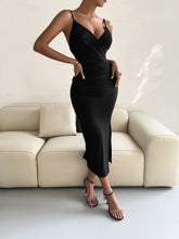 Load image into Gallery viewer, Spaghetti Strap Surplice Neck Slit Dress