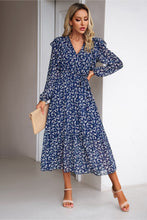 Load image into Gallery viewer, Surplice Neck Balloon Sleeve Midi Dress