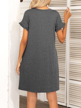 Load image into Gallery viewer, Round Neck Flounce Sleeve Dress with Pockets