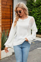 Load image into Gallery viewer, Openwork Round Neck Dropped Shoulder Knit Top