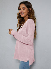 Load image into Gallery viewer, Dropped Shoulder High-Low Waffle-Knit Top