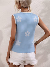 Load image into Gallery viewer, Floral Contrast Ribbed Trim Sweater Vest