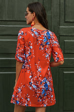 Load image into Gallery viewer, Printed Buttoned V-Neck Half Sleeve Dress