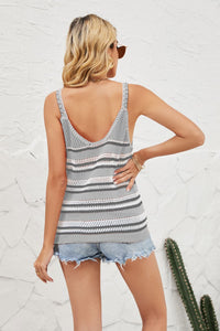 Striped Ribbed Trim Knit Tank