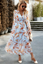 Load image into Gallery viewer, Printed Surplice Neck Flounce Sleeve Midi Dress