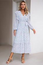 Load image into Gallery viewer, Surplice Neck Balloon Sleeve Midi Dress