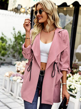 Load image into Gallery viewer, Open Front Drawstring Trench Coat with Pockets