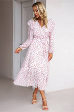 Load image into Gallery viewer, Surplice Neck Balloon Sleeve Midi Dress