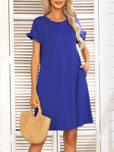 Load image into Gallery viewer, Round Neck Flounce Sleeve Dress with Pockets