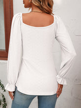 Load image into Gallery viewer, Tie Front V-Neck Puff Sleeve Blouse