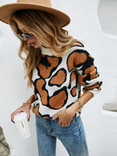 Load image into Gallery viewer, Printed Round Neck Long Sleeve Sweater