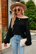 Load image into Gallery viewer, Openwork Round Neck Dropped Shoulder Knit Top