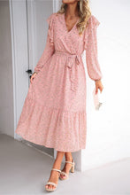 Load image into Gallery viewer, Surplice Neck Balloon Sleeve Midi Dress