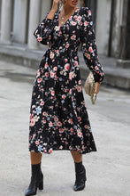 Load image into Gallery viewer, Floral Long Sleeve Surplice Neck Dress