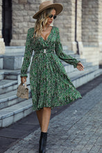 Load image into Gallery viewer, Printed Flounce Sleeve Surplice Neck Dress