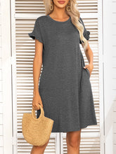 Load image into Gallery viewer, Round Neck Flounce Sleeve Dress with Pockets