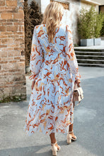 Load image into Gallery viewer, Printed Surplice Neck Flounce Sleeve Midi Dress