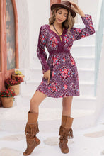 Load image into Gallery viewer, V-Neck Long Sleeve Printed Mini Dress