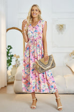 Load image into Gallery viewer, Floral V-Neck A-Line Midi Dress