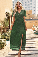 Load image into Gallery viewer, Surplice Neck High Slit Glitter Maxi Dress