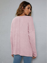 Load image into Gallery viewer, Dropped Shoulder High-Low Waffle-Knit Top