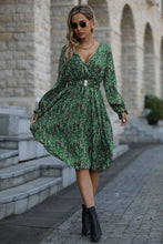 Load image into Gallery viewer, Printed Flounce Sleeve Surplice Neck Dress