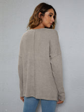 Load image into Gallery viewer, Dropped Shoulder High-Low Waffle-Knit Top