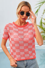 Load image into Gallery viewer, Checkered Short Sleeve Knit Top