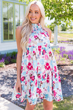 Load image into Gallery viewer, Floral Mock Neck Sleeveless Tiered Dress