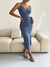 Load image into Gallery viewer, Spaghetti Strap Surplice Neck Slit Dress