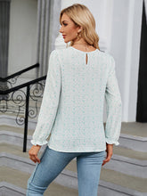 Load image into Gallery viewer, Printed Round Neck Flounce Sleeve Blouse